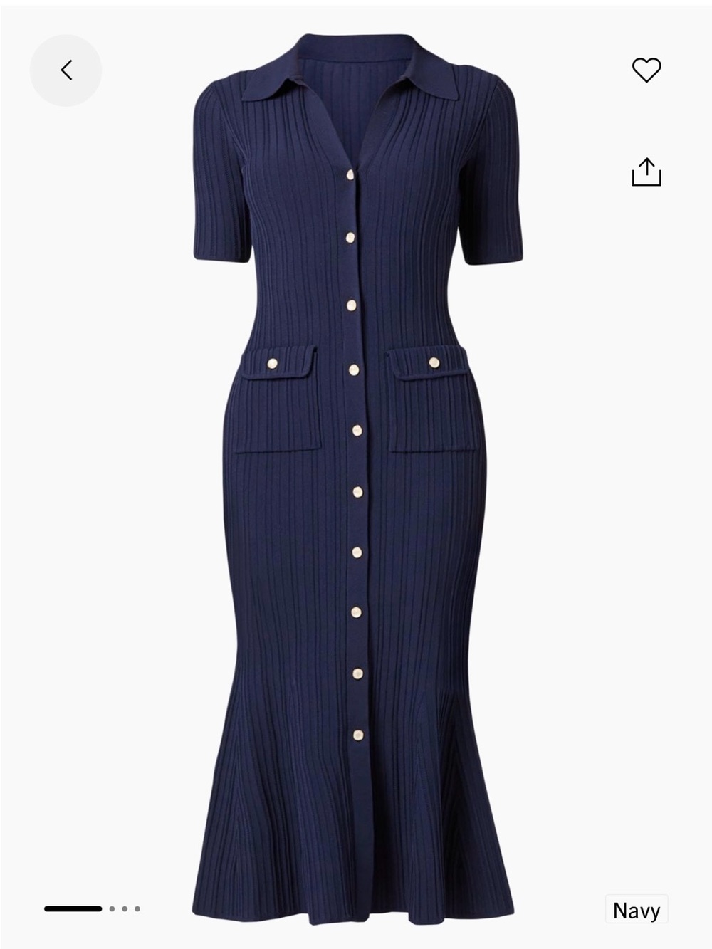 Shoshanna Tulip Chunky Rib Knit Midi Dress - NWT Navy Size L - Picture 2 of 12